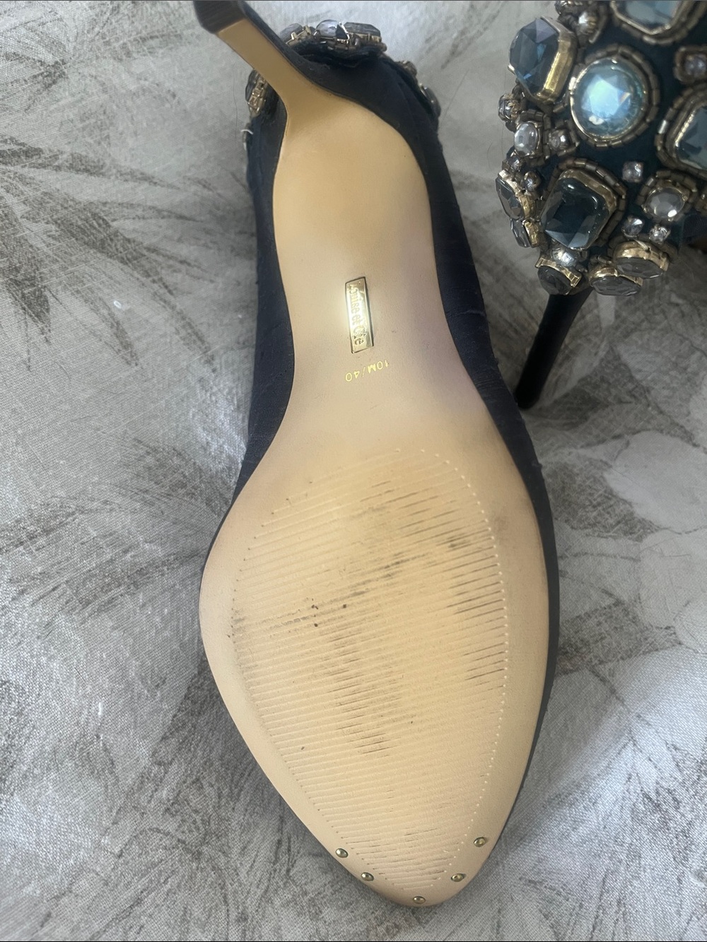 Louise et Cie Navy Jeweled Heel Pumps - Picture 3 of 3